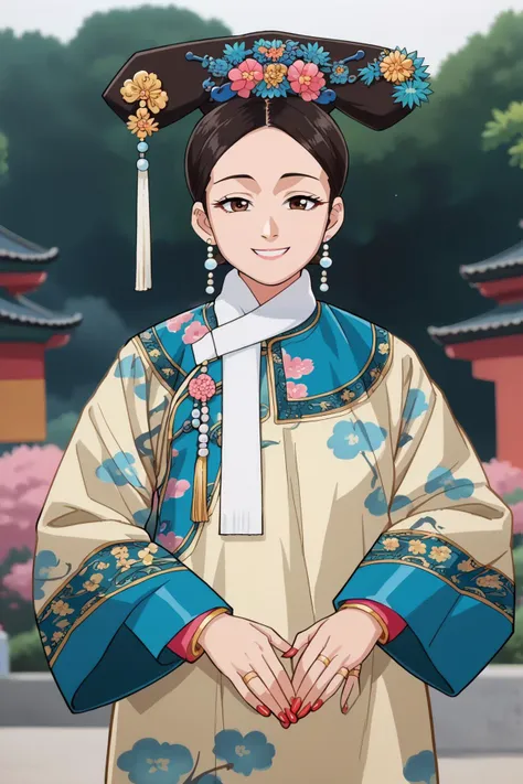 score_9, score_8_up, score_7_up, score_6_up, score_5_up, score_4_up, BREAK ,cowboy shot,1girl,solo,smile,souce_anime,anime_screencap,looking at viewer
qingchao, a woman in a traditional chinese dress poses for a picture , woman wearing a qingchao_dress, qingchao_haircut, qingchao_scarf
 <lora:edgQingChaoPony:0.8> <lora:edgQingChaoPony-000002:0.2>