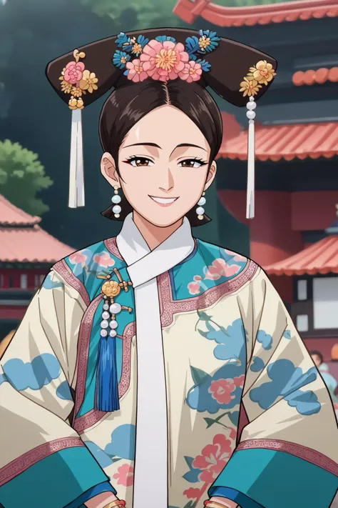 score_9, score_8_up, score_7_up, score_6_up, score_5_up, score_4_up, BREAK ,cowboy shot,1girl,solo,smile,souce_anime,anime_screencap,looking at viewer
qingchao, a woman in a traditional chinese dress poses for a picture , woman wearing a qingchao_dress, qingchao_haircut, qingchao_scarf
 <lora:edgQingChaoPonyv1:1>