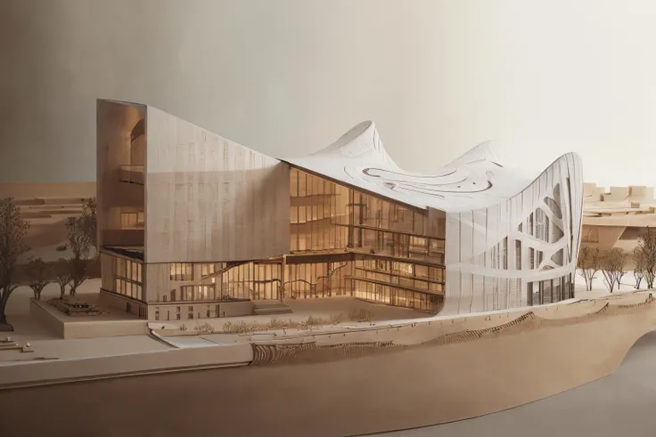 (wooden handmade building model),HM01,building,detail,masterpiece,ultra highers,high, masterpiece, <lora:HM:0.7> , masterpiece, <lora:zaha:0.7>,zaha