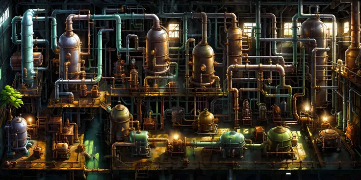 <lora:sdxl-2d-game-scene-generator:0.8> steampunk city scene, nature light,Fantastic light and shadow,top down 2d game,2d game scene