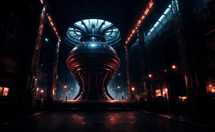 A robot in the drawing from H.R. Giger. In the middle of a massive mechanical city inspired by H. R. Giger., Masterpiece realistic, best high quality, perfect details, intricate details, nice lighting, detailed background,