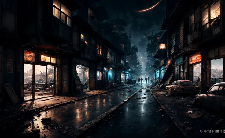 scifi, slum in a Ephemeral scifi topia beyond the beginning of reality, masterpiece, Masterpiece realistic, best high quality, perfect details, intricate details, nice lighting, detailed background,