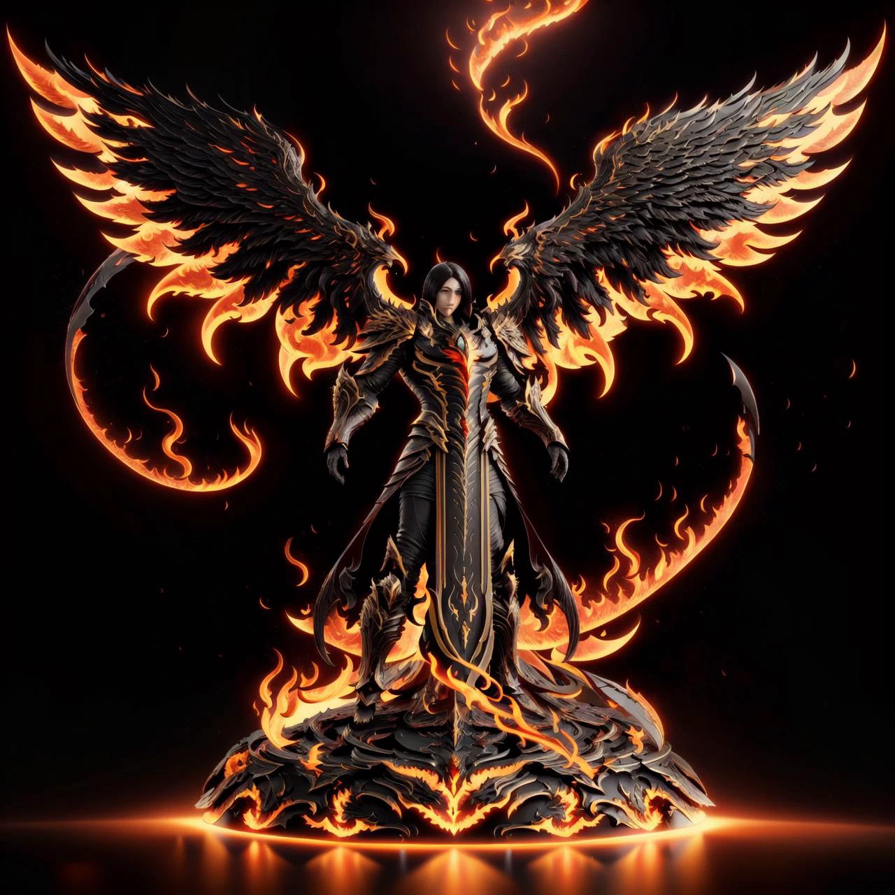 Wings of Flame. concept. pedestal. 3D. dramatic lighting, 3D, simple black BG.
epic realistic, hyperdetailed, cycles render, caustics, artstation, hyper realistic, detailed, photography, volumetric, ultra detailed, intricate detail, 32k, super resolution, Cinematic Lighting, Accent Lighting, Global Illumination
<lora:RPG-pedestal:0.9>