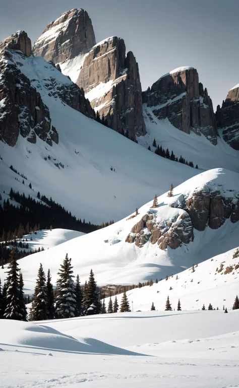 kirkwood, Mountain theme, soothing tones, muted colors, high contrast, simple background, contrast, texture, realism, high-quality rendering, stunning art, high quality, film grain, Fujifilm XT3, detailed