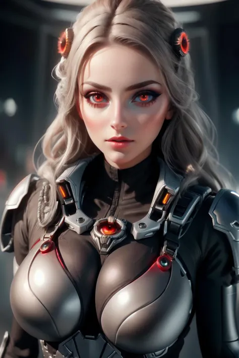 Elf, intricate perfect beauty face, detailed sharp glowing eyes, detailed face, (((half body::1))), (((beauty shape))), ((in realistic white neon-lit sci-fi mech plugsuit costume)), masterpiece, 4k, UHD (((wearing golden gauntlet with hyper realistic and detailed black))) (((Metal Gear aesthetic)))