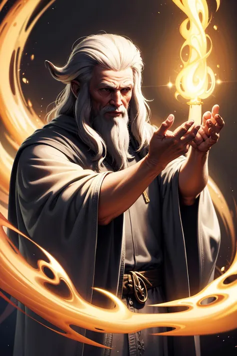 <lyco:Lqg:0.7> gandalf, upper body, in the style of LQDGOD, summoning energy