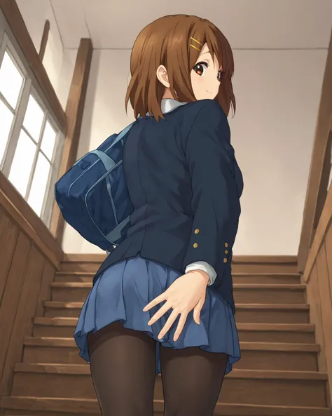 Highest quality, High resolution, masterpiece, (Beautiful Eyes), (Fine grain), Detailed face, kumiko oumae, Brown eyes, Brown Hair, short hair, Wavy Hair, smile, blush, skirt, shirt, Long sleeve, , pleated skirt, neckerchief, brown skirt, whiteいセーラーカラー, brown shirt, Kitauji High, red neckerchief, indoor, classroom, (skirtを持ち上げる:1.5), (Wide pelvis:1.5), (white_Panties:1.5), (Thick thighs:1.5), (Big Ass:1.5), (Boys grab my legs:1.5), nsfw