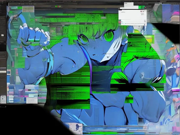 <lora:glitch-core-10:1> glitchcore,  <lora:ttpt-fC-v1.3c:1> ttpt-fc, 1girl, clubroom, delightful, biceps
