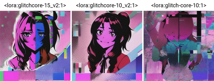 glitched, artefact, (corneo_aerith:0.7), colorful background,<lora:glitchcore-15_v2:1>
