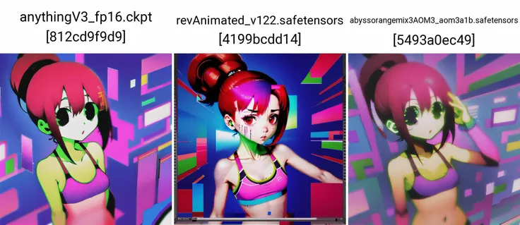 glitchcore, glitched, colorful, artefact, solo, short red hair, ponytail, small breast, sport bra, looking at viewer, <lora:glitchcore-10_v2:1.0>