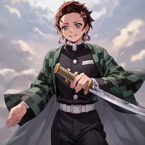 Kamado Tanjirou demon slayer uniform solo <lyco:kimetsu_no_yaiba_V9000-step00020000:1>