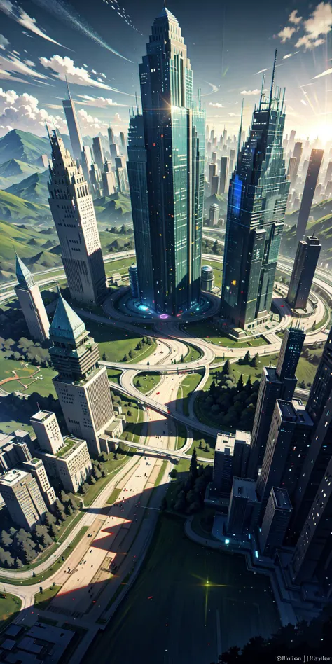 top view,a sci-fi city built around a mountain, forest,solemn,sacred,
scenery, sky, cloud, outdoors, city, fantasy, building,waterfalls, <lora:binarycode:0.6> binary code, digital art,only zero and one,