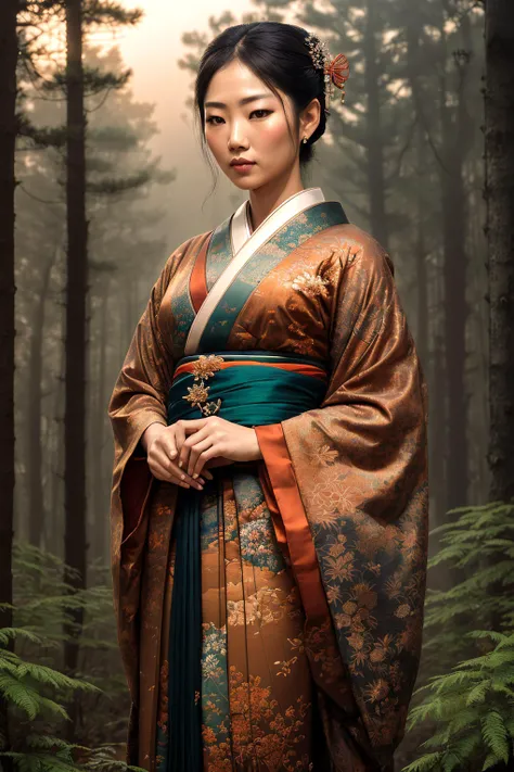(Line Art:1.2), (dark shot:1.4), full body, 80mm, epic realistic, (painting of a geisha) with european features (walking through a japanese pine forest), by range murata, a big ((red sun in the background)), (beautiful cloudy sky), stunning, matted, paul gauguin, van gogh, art by greg rutkowski and artgerm, soft cinematic light, adobe lightroom, photolab, hdr, intricate, highly detailed, (depth of field:1.4), (dark shot:1.22), neutral colors, (hdr:1.4), (muted colors:1.4), (intricate), (artstation:1.2), hyperdetailed, dramatic, intricate details, (technicolor:0.9), (rutkowski:0.8), cinematic, detailed, soft light, sharp, exposure blend, medium shot, bokeh, (hdr:1.4), high contrast, (cinematic, teal and orange:0.85), (realistic and beautiful fabric:0.75), (muted colors, dim colors, soothing tones:1.3), low saturation, (hyperdetailed:1.2), (noir:0.3), soft light, sharp, exposure blend, medium shot, bokeh, (hdr:1.4), high contrast, (cinematic, teal and orange:0.85), (muted colors, dim colors, soothing tones:1.3), low saturation, (hyperdetailed:1.2), (noir:0.4), (intricate details:1.12), hdr, (intricate details, hyperdetailed:1.15), asian face:0.66,