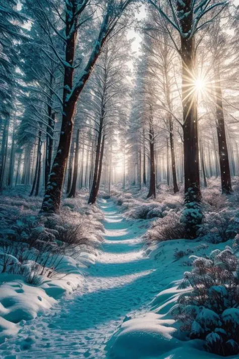 A FOREST WITH A MAGIC RITUAL WITH BEAUTIFUL WITCHES (masterpiece), (photorealistic nfsw: 1.3) AND TRANSPARENT FLOWING CLOTHES LETTING THEIR BODIES VISUALIZE WITH MOON LIGHT THIS MOON WITH TRANSPARENT CLOUDS AND SNOW AROUND THE TREES WITH THEIR BRANCHES WITH FEW LEAVES