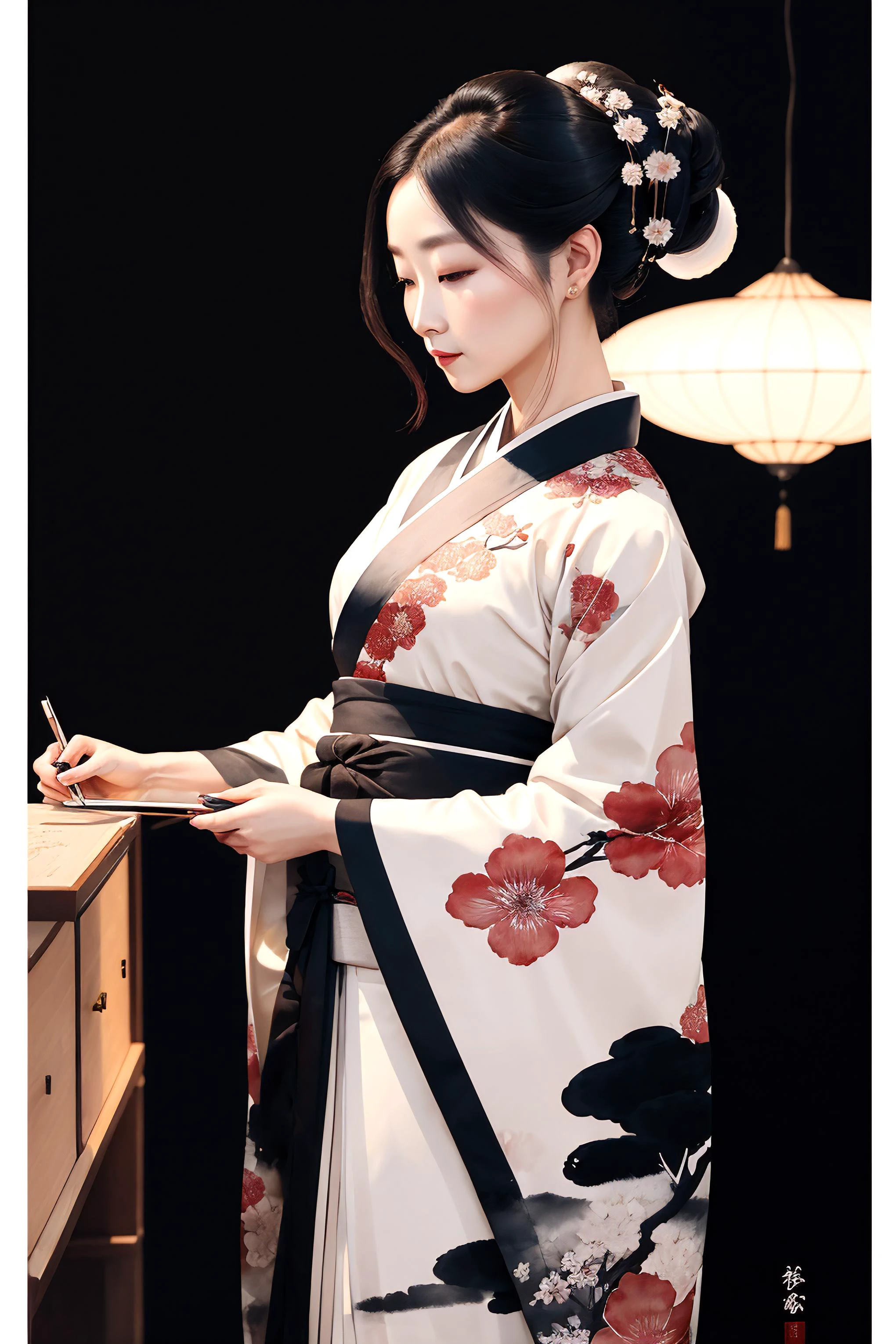 1 woman,
(Ink Painting by Ohara Koson)
abstract, hanfu, highest quality, beautiful, stunning, gorgeous, perfect lighting, perfect shading, intricate, detailed, realistic fabric materials, beautiful colors, photorealistic:1.35, 2D, mature adult:1.37,
(best quality, masterpiece),