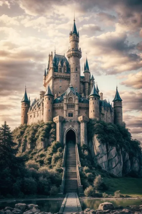 a profestional picutre of  15) The Cinnamon Castle - A massive stone castle, its walls coated in smooth cinnamon rock that glitters in the sunlight. The air is filled with the sweet scent of cotton candy and the sound of raucous laughter from the castle's residents. The castle is said to be home to a powerful witch who can grant wishes to those who seek her out. ,wide angle, landscape , photorealism,unreal 5 daz, extremely detailed ,((ultrasharp)),((masterpiece)),((best quality)),((ultradetailed)),((intricated details)), extremaly detailed background, ultra realistic,32k,RAW photo, 8k ,dslr,soft lighting,high quality,film grain, beautiful and aesthetic,extremely detailed, natural shadows, <hypernet:sxzBloom_sxzBloom:0.7>  <lora:add_detail:1> <lora:add_sharpness:0.63>