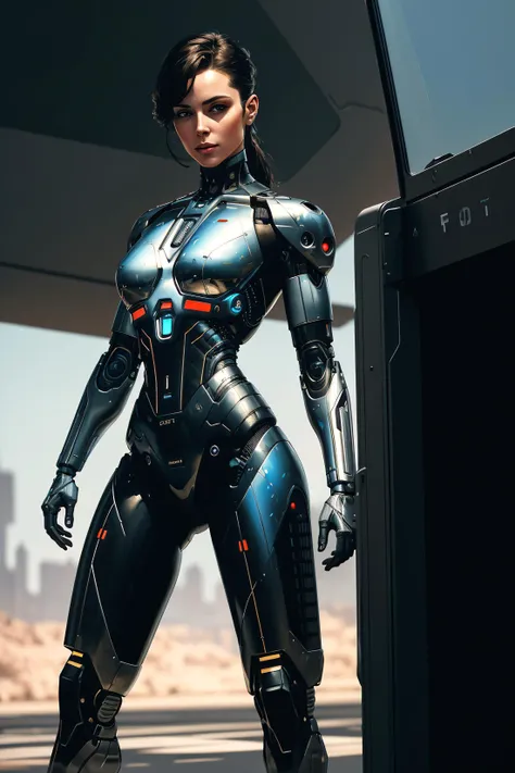 ((oil painting)) of ((attractive female modern military with with cybernetic limbs part cyborg on patrol)), cinematic, dynamic pose, fine details, reflections, 8k, ((dark shot)), soft volumetric lights, (backlit:1.3), (photorealistic:1.3), (Style-Glass), hdr, antialiased, 8k, ((syd mead)), sharp details, detailed background, ((masterpiece)), (painterly), (good anatomy), (good proportions), (good composition), (dramapaint), (analogue style), ((empty hands)), (futuristic scifi background), (perfect body),