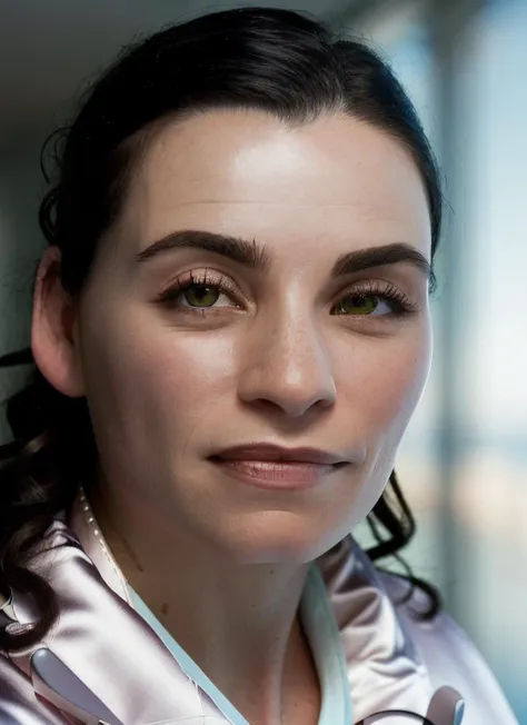 portrait of skswoman, relieved , wearing satin , background beach epic (photo, studio lighting, hard light, sony a7, 50 mm, matte skin, pores, colors, hyperdetailed, hyperrealistic), <lyco:Julianna Margulies:1.2>
