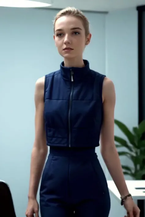((masterpiece)) ((best quality)) , photorealistic, detailed character, detailed face, vibrant colors, saturated colors, profesional photo, awarded image of
1girl <lora:Julia_Sarah_Stone_v2:0.76> Julia Sarah Stone, slim body, slender figure, she wears Cropped utility vest , Trust face expression, Standing with hands clasped in front, looking serene in A trendy co-working space, filled with modern furniture, glass partitions, and bustling professionals full body shoot chracter focus
