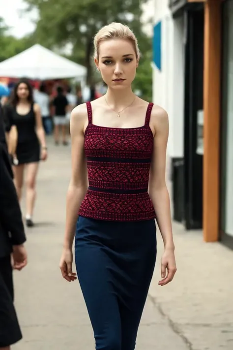 ((masterpiece)) ((best quality)) , photorealistic, detailed character, detailed face, vibrant colors, saturated colors, profesional photo, awarded image of
1girl <lora:Julia_Sarah_Stone_v2:0.76> Julia Sarah Stone, slim body, slender figure, she wears Embellished sheath dress with illusion neckline , Puzzlement face expression, Balancing on one foot with arms extended to the side in A vibrant multicultural street market, featuring stalls selling goods, crafts, and food from different cultures and communities full body shoot chracter focus