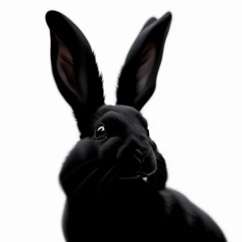 <lora:DarkBright128weightpruned:1> black rabbit, white background