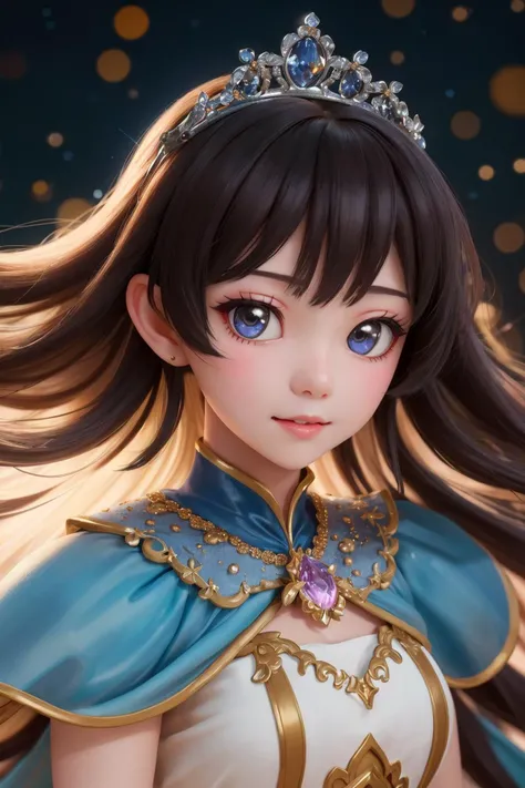 masterpiece,best quality,1girl,fantasy,close up,face,face only,tiara,princess,looking at viewer,from above,wind,action,bokeh,illumination