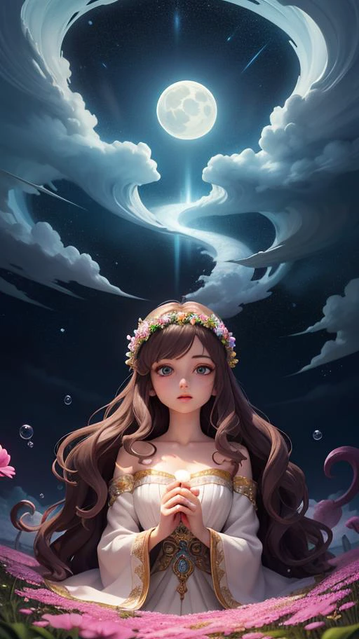(high quality:1.2),(best quality:1.2),(masterpiece:1.2),official art,official wallpaper,surreal,beautifulgoddess,(woman:1.1),(long wavy hair:1.1),(flower crown:1.1),(celestial:1.2),(divine:1.2),(mystical creatures:1.1),(floating islands:1.1),(detailed landscape:1.1),(magic in the air:1.1),(stardust:1.1),night sky,(whimsical atmosphere:1.1),(dreamlike world:1.1),(bubbles:1.1),(luna moths:1.1),(moonlight:1.1),enchanted forest,(wisdom:1.1),(powerful energy:1.1),(guardian angels:1.1),(creation:1.2),(peaceful:1.1),vibrant colors,HDR,(detailed:1.05),(extremely detailed:1.06),sharp focus,(intricate:1.03),(extremely intricate:1.04),(epic scenery:1.09),vibrant colors,(beautiful scenery:1.08),(detailed scenery:1.08),(intricate scenery:1.07),(wonderful scenery:1.05),beautiful face,[perfect eyes:0.8],[perfect skin:0.8],[detailed face:0.8],[detailed eyes:0.8],[detailed hair:0.8],[detailed lips:0.8],