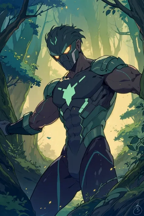 ((masterpiece, best quality)), male klyntar (symbiotes), immersive storyteller, guardian, green, forestgreen, darkgreen, very coherent symmetrical artwork, 80s style, thick line