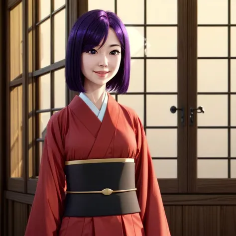 ((Full-Body Shot)),<lora:Bunko:0.8> Bunko, purple eyes, purple hair, pale skin, short hair, blue bright pupils, red kimono,
Masterpiece, Best quality, beautiful, ((upper body)), Human, looking at viewer, crisp, clear, Digital painting, oil painting, best quality, detailed hair, detailed background, detailed body, detailed eyes, full body, cute, smile, perfect body, 1girl, solo, hands, young female,
east asian architecture, japanese clothes,
ultra high resolution, raw photo, deep shadow, low key, natural light, backlighting,
<lora:Furtastic_Detailer:0.5> <lora:hairdetailer:0.5>