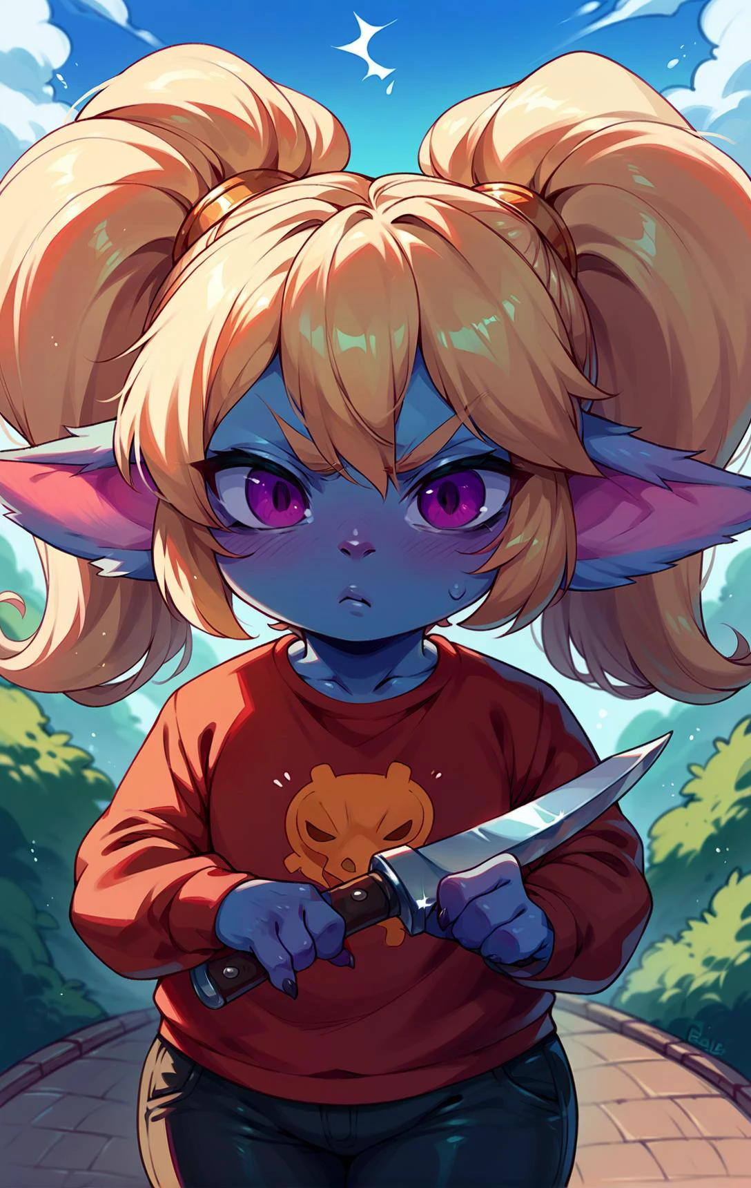 score_9,score_8_up,score_7_up,score_6_up,score_5_up,score_4_up knife, bridge, upper body, holding instrument, confused, (poppy (lol):1.2), yordle, cute, (shortstack:1.3), <lora:KajinmanXL:0.8>