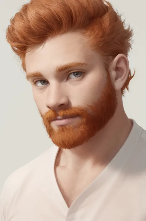 (1man), ginger hair,plain background,