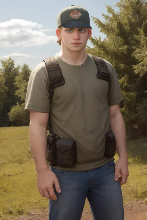 Redneck young man, bully, short, outdoors,