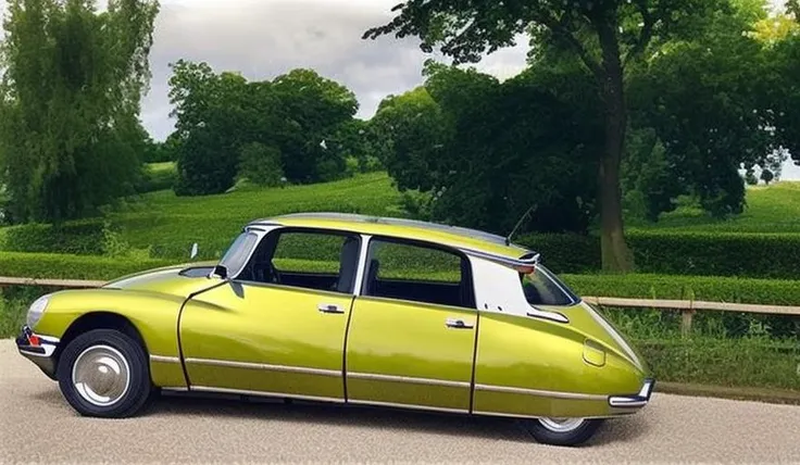 yellow citroen driving on a country road