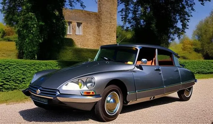 silver citroen driving on a country road, seen from the front