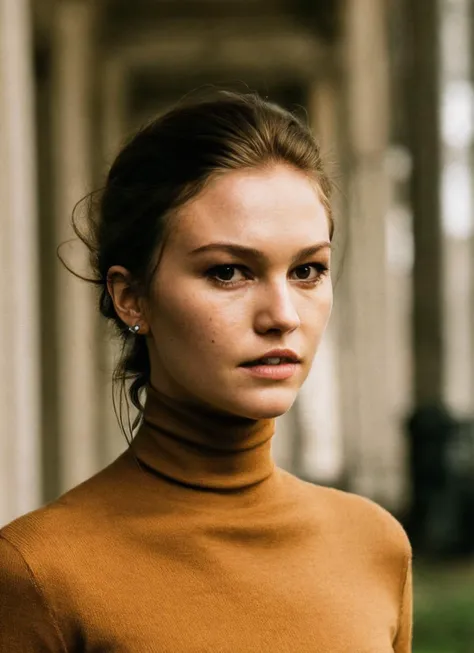 A stunning intricate full color portrait of (sks woman:1), wearing a black turtleneck, epic character composition, by ilya kuvshinov, alessio albi, nina masic, sharp focus, natural lighting, subsurface scattering, f2, 35mm, film grain, <lora:locon_juliastiles_v1_from_v1_64_32:1.3>