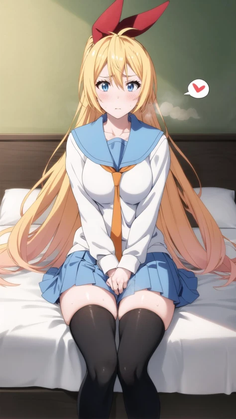 <lora:chitoge_v2:0.8>, kirisaki chitoge, school uniform, serafuku, orange tie, light blue skirt, black thighhighs
, masterpiece, best quality, highres,
BREAK
, (spoken hearts:1.2),(sweat:1.2),(deep breathe:1.2),(on bed:1.2),(steam:1.2)