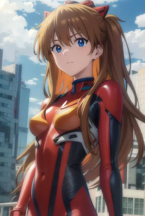 asukalangley, <lyco:asuka langley soryu rebuild-lyco-nochekaiser:1>, 
asuka langley soryu, (souryuu asuka langley:1.2), long hair, bangs, blue eyes, brown hair,
BREAK bodysuit, pilot suit, plugsuit, (red bodysuit:1.5), interface headset,
BREAK outdoors, city, sky, cloud, sun,
BREAK looking at viewer, (cowboy shot:1.5),
BREAK <lyco:GoodHands-beta2:1>, (masterpiece:1.2), best quality, high resolution, unity 8k wallpaper, (illustration:0.8), (beautiful detailed eyes:1.6), extremely detailed face, perfect lighting, extremely detailed CG, (perfect hands, perfect anatomy),