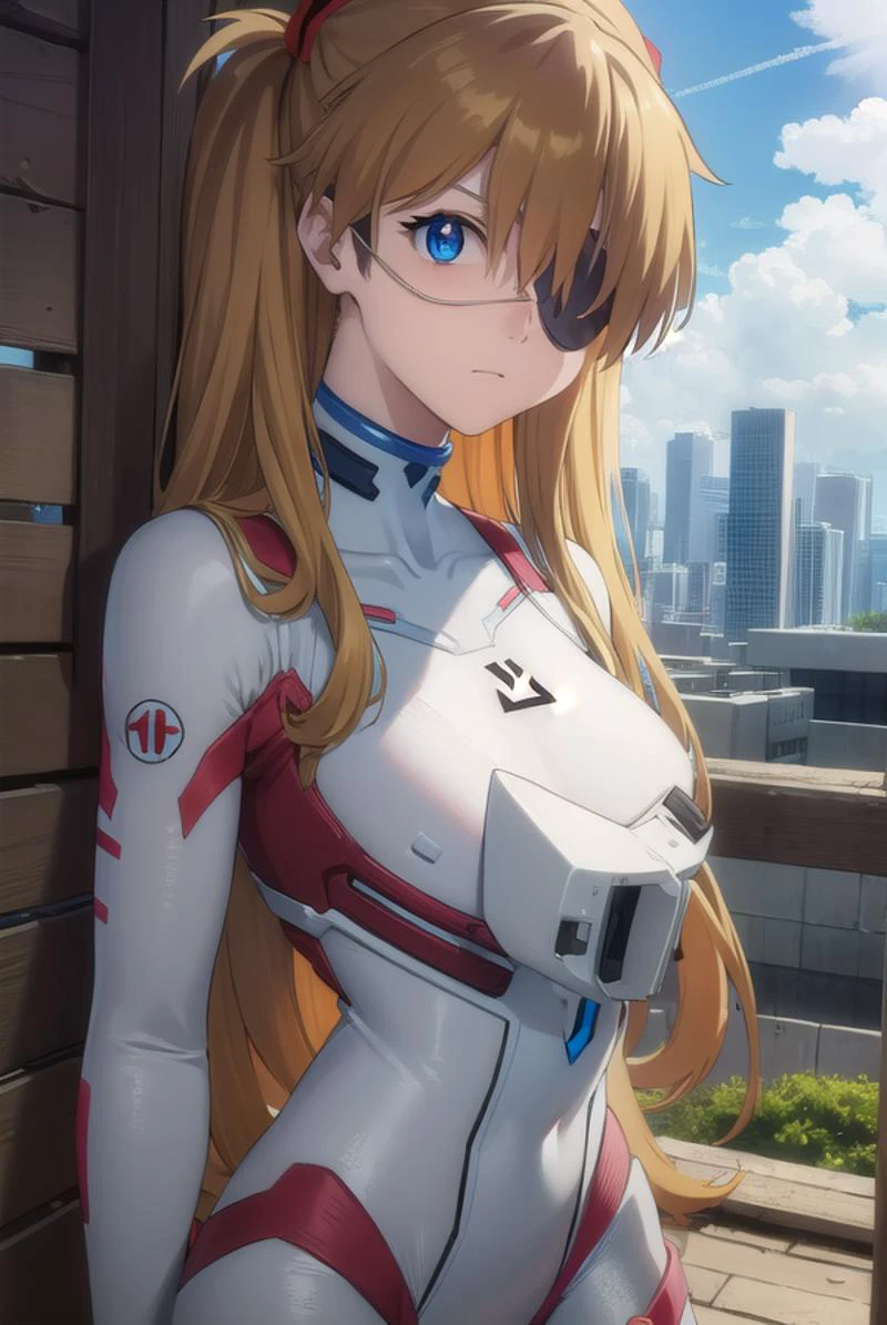 asukalangley, <lyco:asuka langley soryu rebuild-lyco-nochekaiser:1>,
asuka langley soryu, (souryuu asuka langley:1.2), long hair, bangs, blue eyes, brown hair,
BREAK (eyepatch:1.5), bodysuit, pilot suit, plugsuit, (white bodysuit:1.5), interface headset,
BREAK outdoors, city, sky, cloud, sun,
BREAK looking at viewer, (cowboy shot:1.5),
BREAK <lyco:GoodHands-beta2:1>, (masterpiece:1.2), best quality, high resolution, unity 8k wallpaper, (illustration:0.8), (beautiful detailed eyes:1.6), extremely detailed face, perfect lighting, extremely detailed CG, (perfect hands, perfect anatomy),