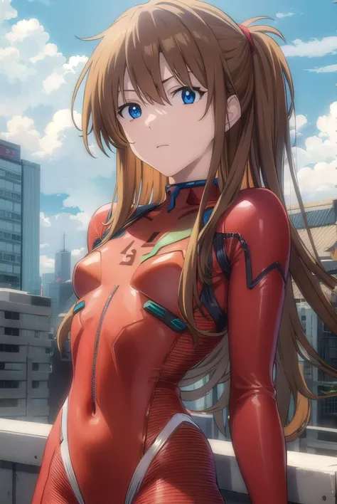 asukalangley, <lyco:asuka langley soryu rebuild-lyco-nochekaiser:1>, 
asuka langley soryu, (souryuu asuka langley:1.2), long hair, bangs, blue eyes, brown hair,
BREAK bodysuit, pilot suit, plugsuit, (red bodysuit:1.5), interface headset,
BREAK outdoors, city, sky, cloud, sun,
BREAK looking at viewer, (cowboy shot:1.5),
BREAK <lyco:GoodHands-beta2:1>, (masterpiece:1.2), best quality, high resolution, unity 8k wallpaper, (illustration:0.8), (beautiful detailed eyes:1.6), extremely detailed face, perfect lighting, extremely detailed CG, (perfect hands, perfect anatomy),