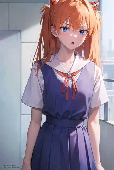 asukalangley, <lyco:asukalangleysouryuu-lyco-nochekaiser:1>,
asuka langley soryu, (souryuu asuka langley:1.5), blue eyes, hair between eyes, headgear, interface headset, orange hair, two side up, <lora:gekioko_v200:0.8>, angry, open mouth,
BREAK blue dress, collarbone, dress, neck ribbon, pinafore dress, red ribbon, ribbon, school uniform, shirt, short sleeves, (tokyo-3 middle school uniform:1.5), suspenders, suspender skirt, white shirt,
BREAK indoors, classroom,
BREAK looking at viewer, (cowboy shot:1.5),
BREAK <lora:GoodHands-beta2:1>, (masterpiece:1.2), best quality, high resolution, unity 8k wallpaper, (illustration:0.8), (beautiful detailed eyes:1.6), extremely detailed face, perfect lighting, extremely detailed CG, (perfect hands, perfect anatomy),