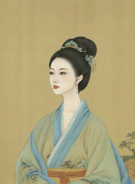 <lora:qili-sdxl_v1-000010:0.8>,solo,SongQiLi,chinese style,1girl in the tang and song dynasties,charm,black hair,hair ornament,woman in chinese painting,softly luminous,depictions ofaristocracy,Meticulous painting,ladies-illustration <lora:ladies-illustration_xl_v5-000008:0.6>
