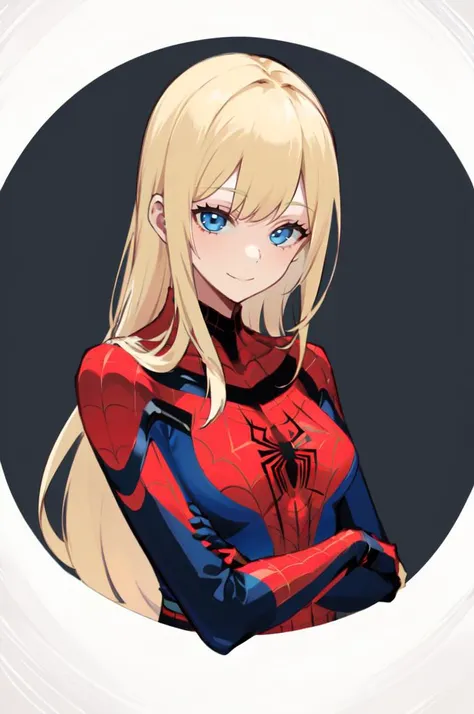 solo, <lora:SpiderApple:0.8> SpiderApple, <lora:attire_spider-man:1> spider suit, spider web print, spider web,, ultra detailed, masterpiece, best quality, aesthetic, detailed,, solo, soft smile, light smile,
1girl, blue eyes, very long hair, blonde hair, long blonde hair, french braid, bangs, medium breasts,