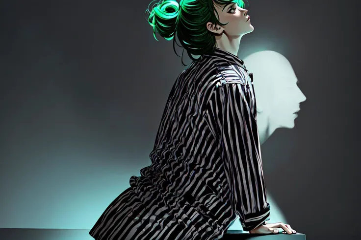 <lora:Slime Tutorial :1> Slime Tutorial, Alex Brightman, Beetlejuice, 1boy, male focus, solo, masculine, green hair,(masterpiece, best quality, ultra-detailed, highres, male focus), perfect face, side lighting, lustrous skin,(bloom), (shine), lighting, ray tracing,male focus, necktie, facial hair, 1boy, beard, formal, suit, sitting, green hair, striped, solo, bright green hair, mustache, manly, looking at viewer, green necktie, \pants, shirt, jacket, pinstripe suit,depth_of_field, very detailed background, highly detailed background, Masterpiece, Ultra detailed, great composition, (Highest picture quality), (Master's work),   depth of field, solo, extreme light and shadow, masterpiece, rich in detail,  (highest quality), (masterpiece), (detailed eyes), (handsome) detailed, beautiful detailed eyes,(straight-on),  (extremely detailed CG unity 8k wallpaper),(masterpiece), (best quality), (ultra-detailed), (best illustration),(best shadow),perfect lighting , perfect anatomy , vivid colors