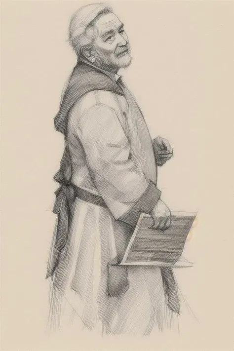 sketch artstyle, a grand father