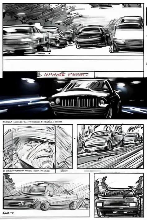 storyboard_style, 1man closeup angry face, inside car cabin, behind the wheel, street racing <lora:Storyboard:1>