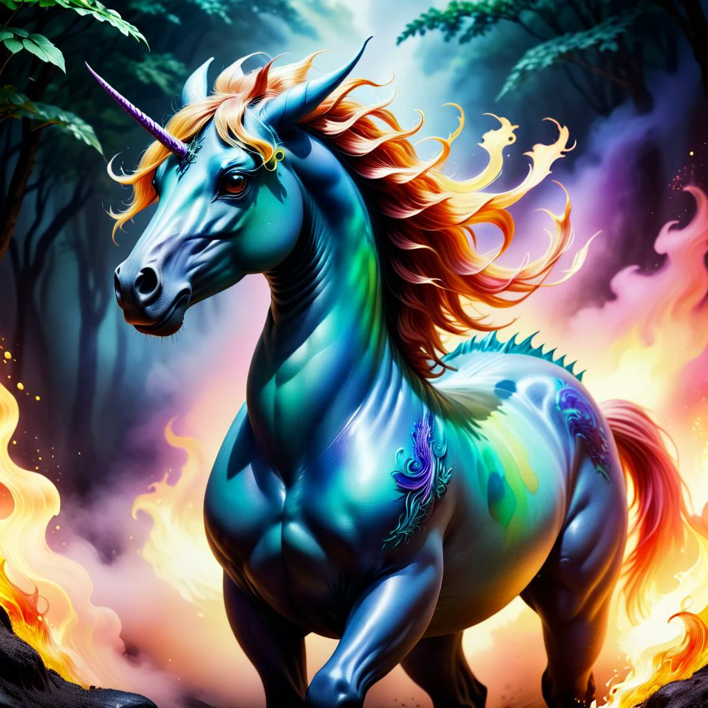 Watercolor painting style with translucent layers, blending colors, and a fluid, organic feel, dragon horse steeds from hell, translucent layers, blending colors, fluid, organic, artistic, delicate, ethereal, painterly,dragon horse steeds from hell