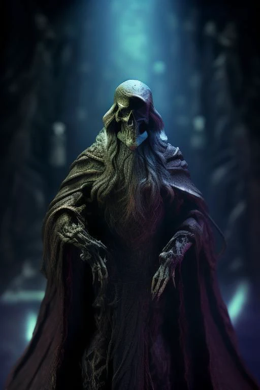 1 lich, ((plastic collectable action figure)), Action Figure,
full body, high key lighting, eyedirection, eyes,
backdrop is a mausoleum, dim studio lighting,
solo focus, high quality skin texture, detailed clothing, whimsical composition, 8k