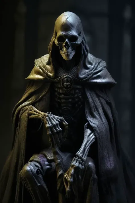 1 lich, ((plastic collectable action figure)), Action Figure,
full body, high key lighting, eyedirection, eyes,
backdrop is a mausoleum, dim studio lighting,
solo focus, high quality skin texture, detailed clothing, whimsical composition, 8k