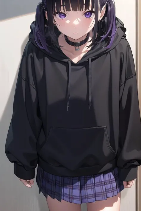 noakashihara, <lyco:noakashihara-lyco-nochekaiser:1>,
noa kashihara, bangs, black hair, twintails, medium hair, piercing, ear piercing, (purple eyes:1.1), earrings,
BREAK skirt, long sleeves, choker, hood, collar, sleeves past wrists, hoodie, plaid skirt,
BREAK indoors,
BREAK looking at viewer, (cowboy shot:1.5),
BREAK <lyco:GoodHands-beta2:1>, (masterpiece:1.2), best quality, high resolution, unity 8k wallpaper, (illustration:0.8), (beautiful detailed eyes:1.6), extremely detailed face, perfect lighting, extremely detailed CG, (perfect hands, perfect anatomy),