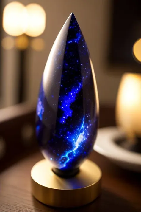 an concept art of alchemic element - Sodalite: A dark blue gemstone with white streaks, resembling a starry night sky. This scene, with its magical lighting and exquisite focus on intricate details, will leave viewers spellbound, transporting them to a world of enchantment and beauty, regardless of the object it embraces., on table, rim lights, digital art, focus on subject, duch angle, clsoe shot, closeup, focus on material and structure, masterpiece, ultrasharp, intricated details